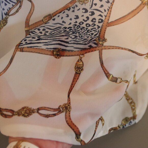 St John Sport Sheer Med Button Down Mob Wife Retro Glam Rock Equestrian - Picture 12 of 12